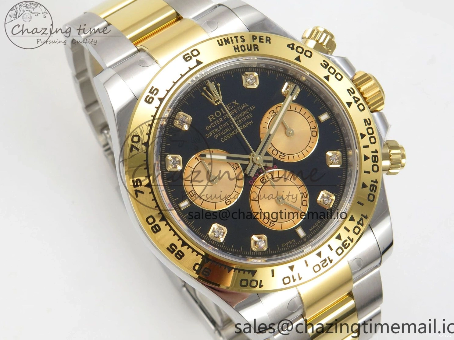 MiroTime 0512 Fashionable Daytona 126503 THBF 1:1 Best Edition Black YG Diamonds Dial on SS YG Bracelet SH 137